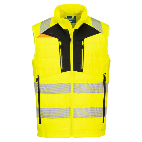 Portwest DX479 DX4 Hi-Vis Hybrid Baffle Bodywarmer Yellow/Black