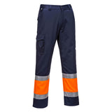 Portwest E049 Hi-Vis Contrast Class 1 Service Trousers Orange/Navy