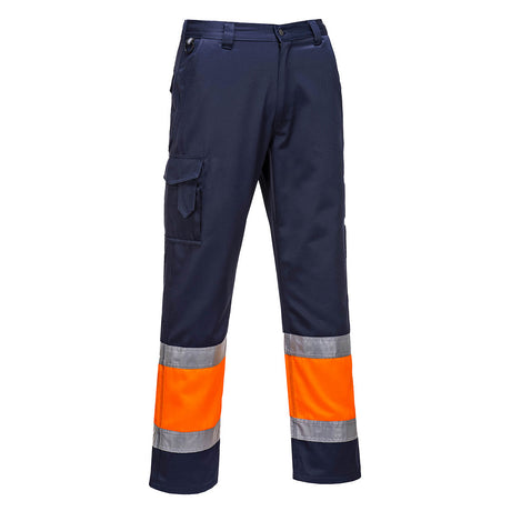Portwest E049 Hi-Vis Contrast Class 1 Service Trousers Orange/Navy
