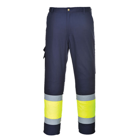 Portwest E049 Hi-Vis Contrast Class 1 Service Trousers Yellow/Navy