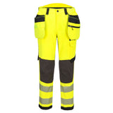 Portwest EV448 EV4 Hi-Vis Stretch Detachable Holster Class 2 Trousers Yellow/Black