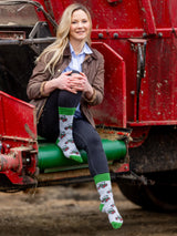 Dark Green Tractor Farm Socks | Crew