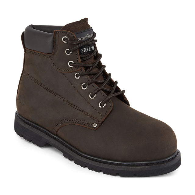Portwest FW17 Steel Leather Welted Ankle Boot SB HRO Brown