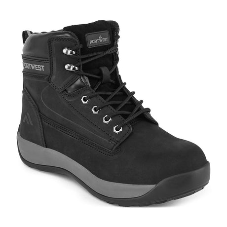 Portwest FW32 Steel Nubuck Leather Mid Boot S3 HRO Black