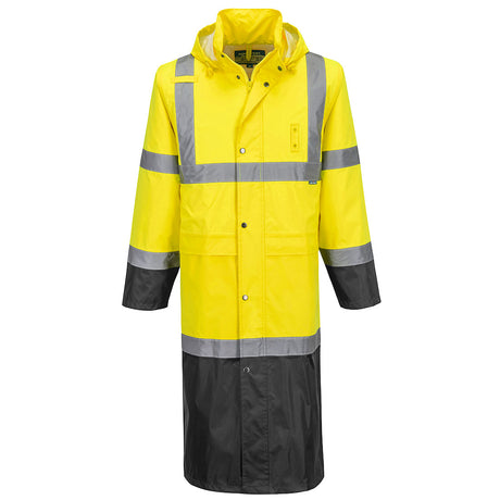Portwest H446 Hi-Vis Contrast Raincoat 122cm Yellow/Black