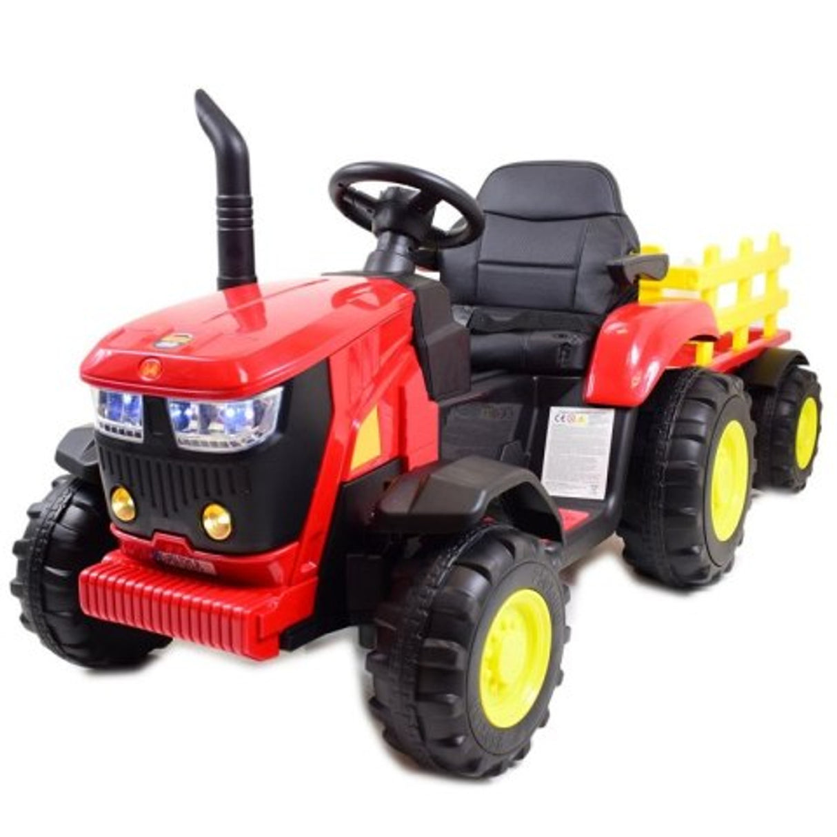 Turbo Harvest 12V Electric Ride On Tractor with Trailer Red