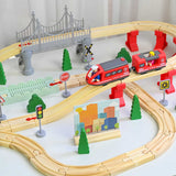 Wooden Construction Train Track Puzzle - 72 Pieces