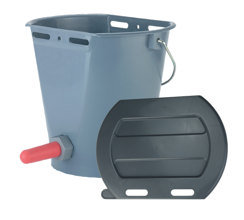 Calf Feeding Bucket with Teat, 2-Sided Flat