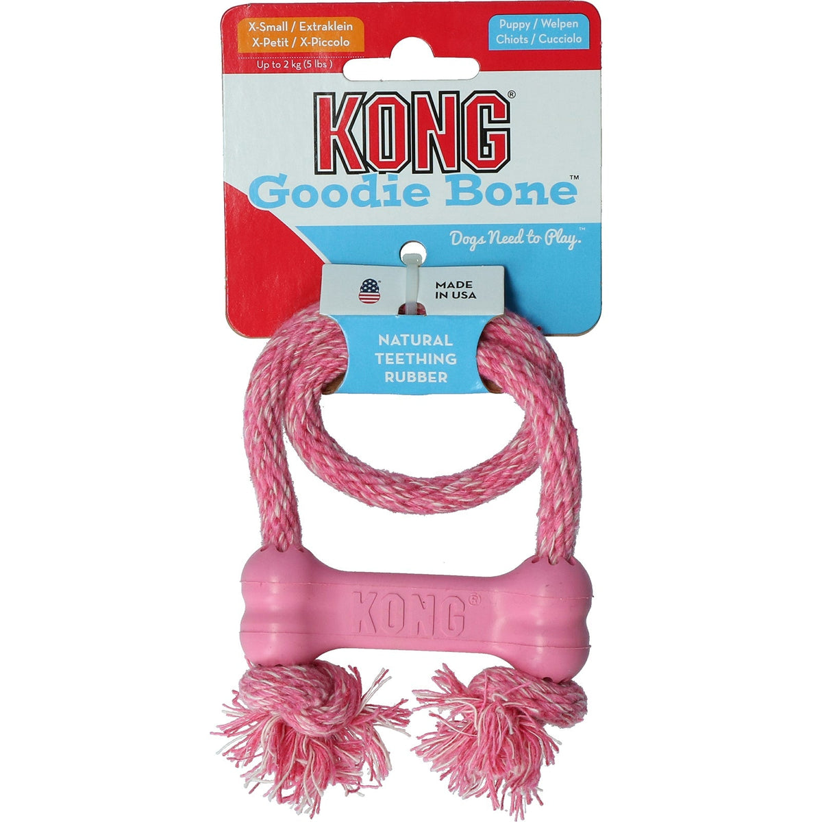KONG Puppy Goodie Bone with Rope Assorti XS
