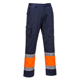 Portwest L049 Hi-Vis Lightweight Contrast Class 1 Service Trousers Orange/Navy