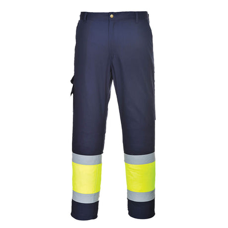 Portwest L049 Hi-Vis Lightweight Contrast Class 1 Service Trousers Yellow/Navy