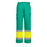 Portwest L049 Hi-Vis Lightweight Contrast Class 1 Service Trousers Yellow/Teal