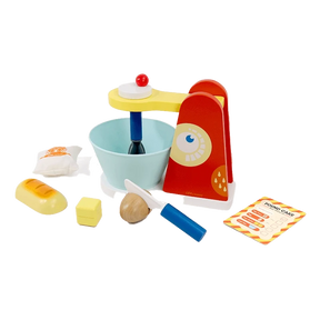 Leo & Friends Wooden Mixer Set – 9-Piece Make-A-Cake Kit with Hand Crank