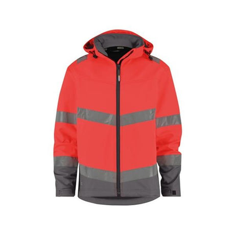 DASSYÂ® MALAGA HIGH VISIBILITY SOFTSHELL JACKET - Fluo Red / Cement Grey