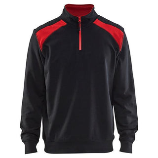 Blaklader 3353 Half Zip 2-Tone Sweatshirt - Black/Red