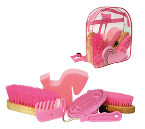 Grooming kit with 7 products in backpack pink