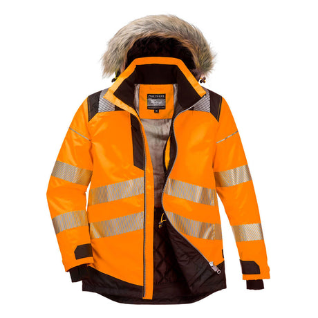Portwest PW369 PW3 Hi-Vis Winter Parka Jacket Orange/Black
