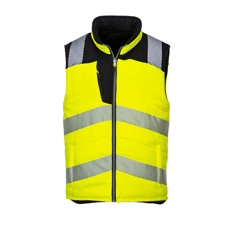 Portwest PW374 PW3 Hi-Vis Reversible Bodywarmer Yellow/Black
