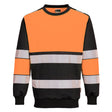 Portwest PW376 PW3 Hi-Vis Class 1 Sweatshirt Orange/Black