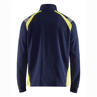343211588933 Sweatshirt with Half Zip, Dark Navy /Hi-Vis Yellow