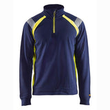 343211588933 Sweatshirt with Half Zip, Dark Navy /Hi-Vis Yellow