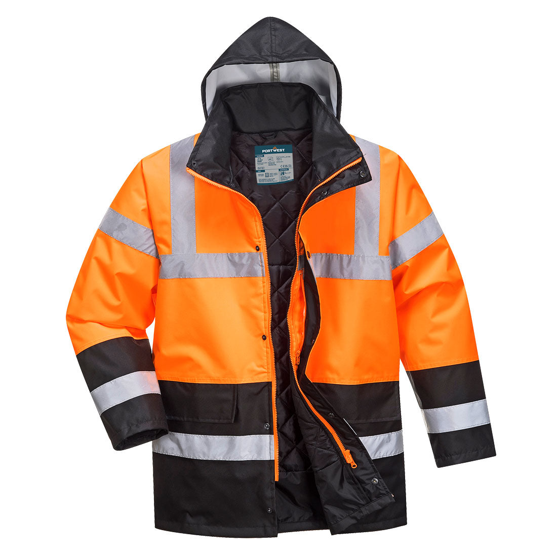 Portwest S467 Hi-Vis Contrast Winter Traffic Jacket Orange/Black