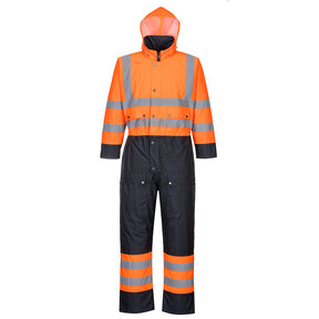 Portwest S485 Hi-Vis Contrast Winter Coverall Orange/Navy