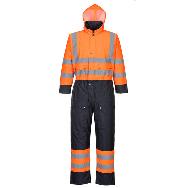 Portwest S485 Hi-Vis Contrast Winter Coverall Orange/Navy