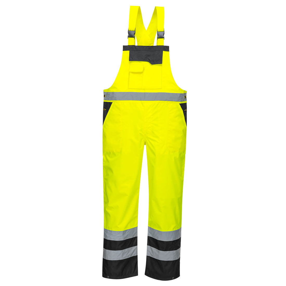 Portwest S488 Hi-Vis Breathable Contrast Rain Bib and Brace Yellow/Black