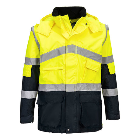 Portwest S760 Hi-Vis Breathable Contrast Rain Jacket Yellow/Navy