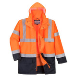 Portwest S766 Hi-Vis 5-in-1 Contrast Essential Jacket Orange/Navy