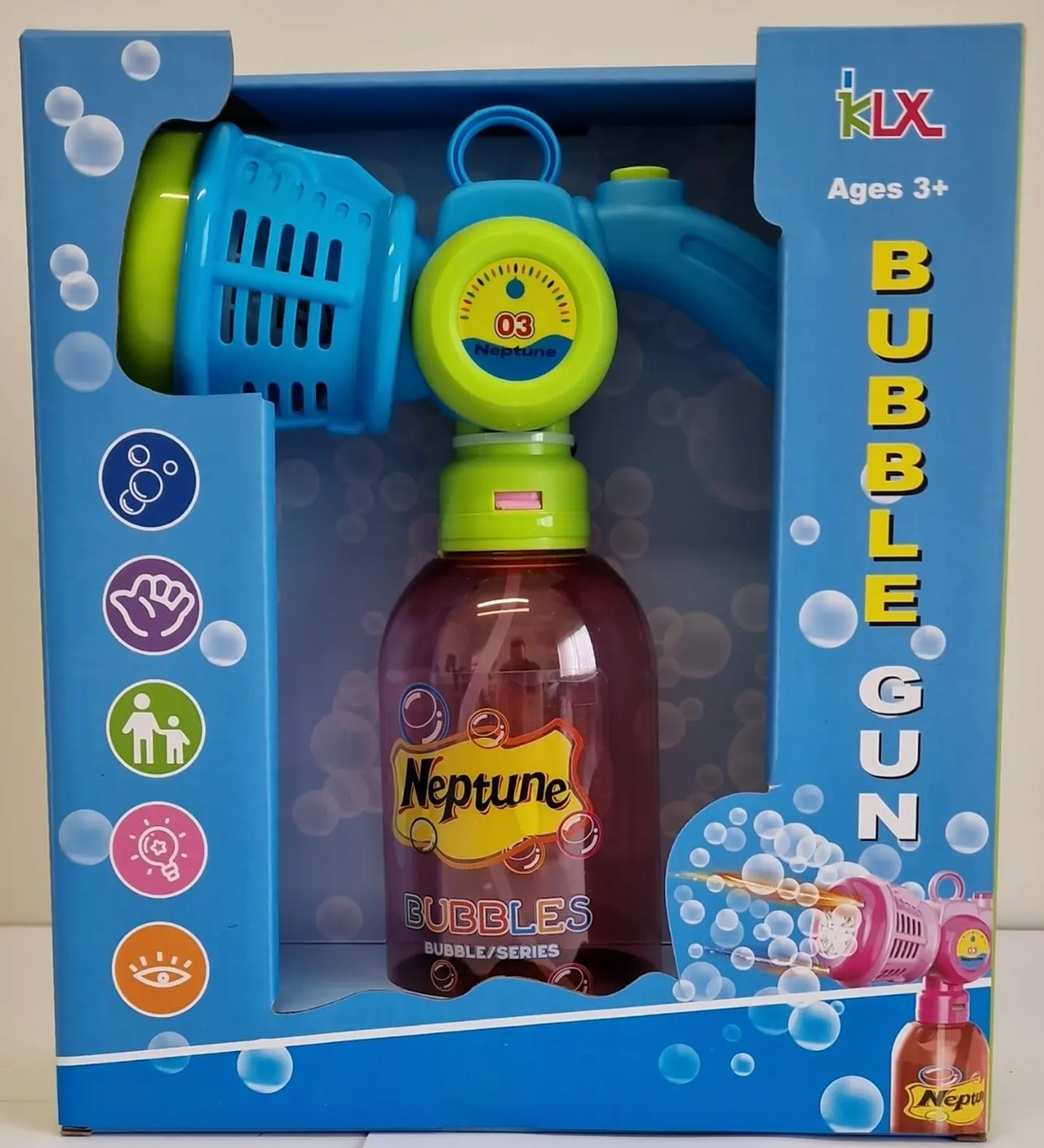 Kids Bubble Gun with Fan – Easy Pull Lever Bubble Maker for Endless Outdoor Fun