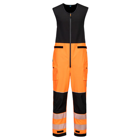 Portwest T150 PW3 Hi-Vis Rain Salopettes (3L) Orange/Black