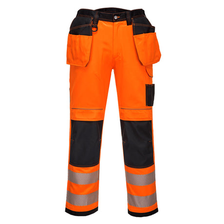 Portwest T501 PW3 Hi-Vis Holster Pocket Work Trousers Orange/Black