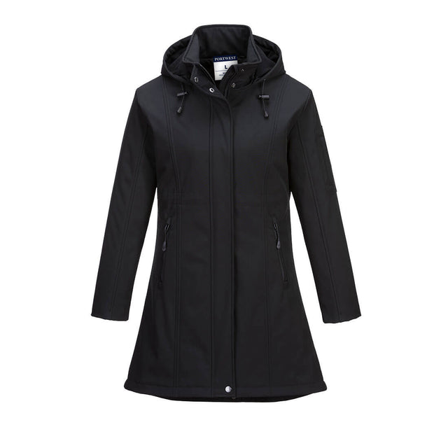 Portwest TK42 Carla Women's Hooded Softshell Jacket (3L) Black