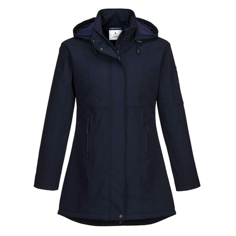 Portwest TK42 Carla Women's Hooded Softshell Jacket (3L) Navy