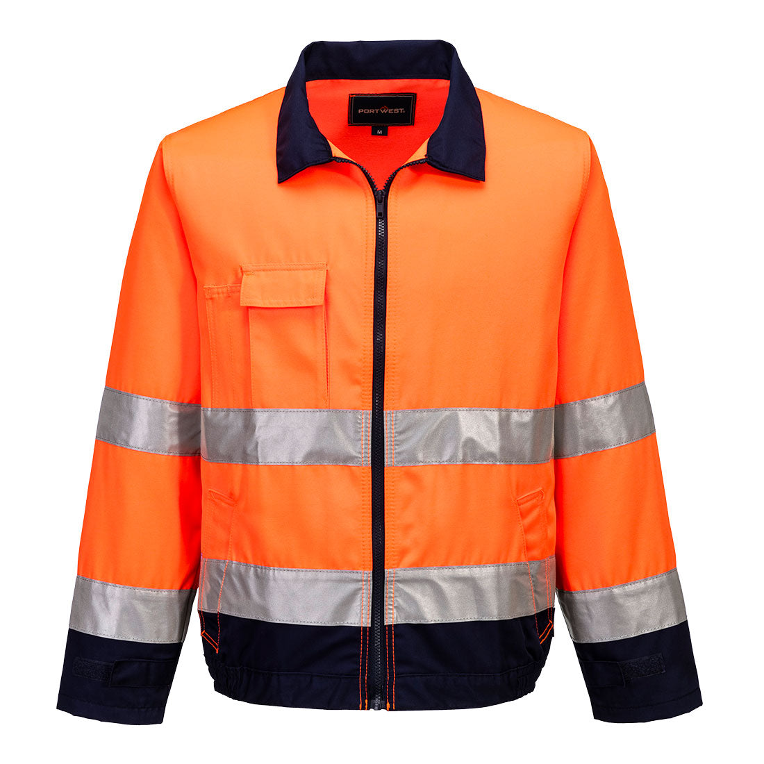Portwest TX70 Madrid Hi-Vis Contrast Bomber Jacket Orange/Navy