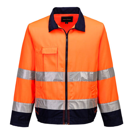 Portwest TX70 Madrid Hi-Vis Contrast Bomber Jacket Orange/Navy