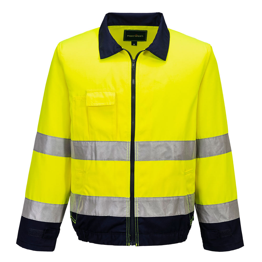 Portwest TX70 Madrid Hi-Vis Contrast Bomber Jacket Yellow/Navy