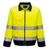 Portwest TX70 Madrid Hi-Vis Contrast Bomber Jacket Yellow/Navy