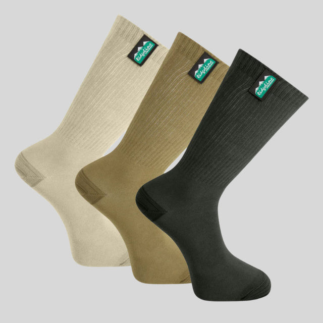 Ridgeline Cotton Light Work Socks Mid Length (Pack of 3)