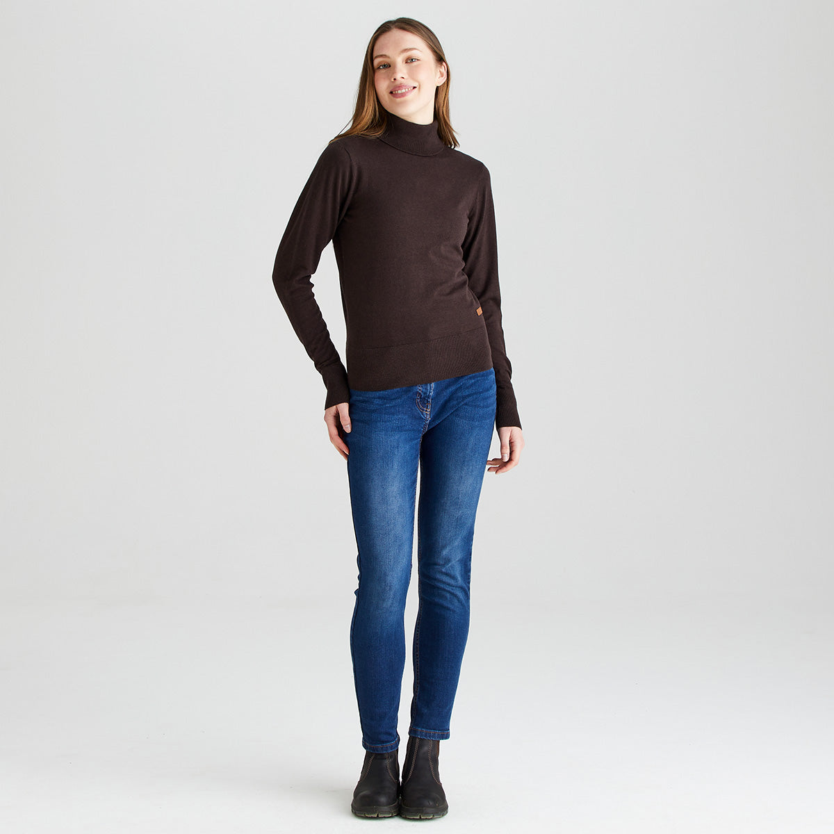 Ridgeline Women's Melford Knit Roll Neck – Deep Bark