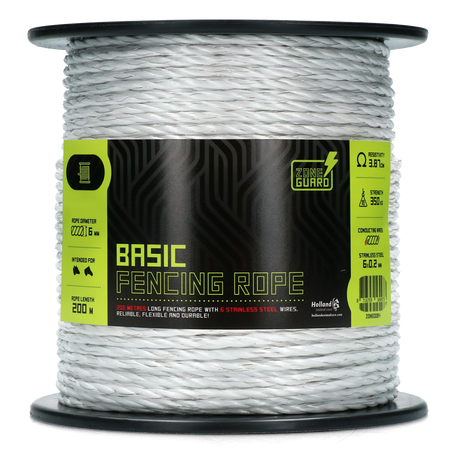 ZoneGuard 6 mm Basic fencing rope white 200 m