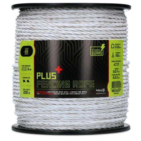 ZoneGuard 6 mm Plus fencing rope white 200 m
