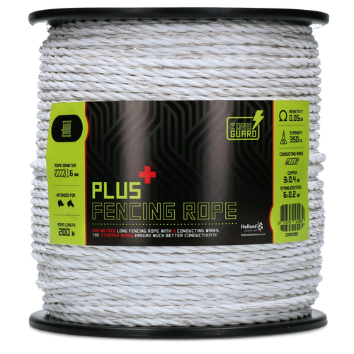 ZoneGuard 6 mm Plus fencing rope white 200 m