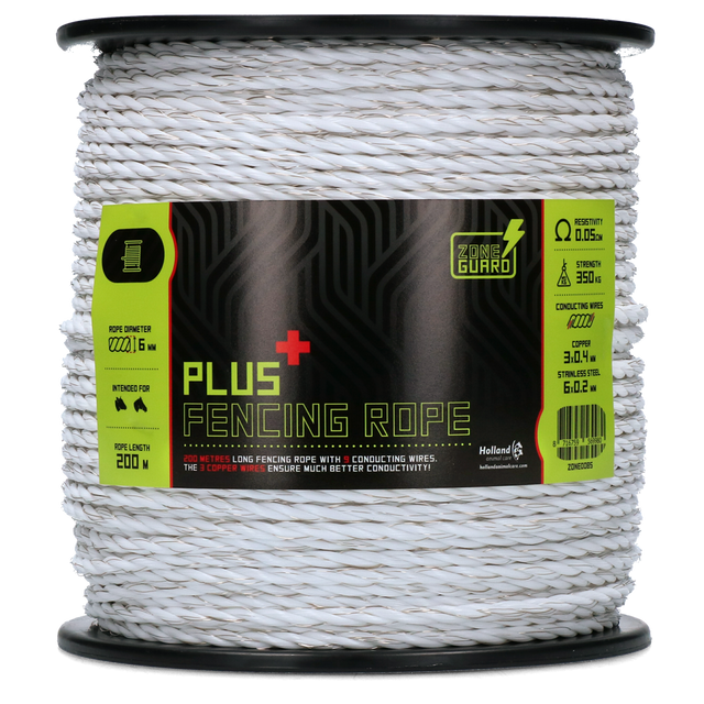 ZoneGuard 6 mm Plus fencing rope white 200 m