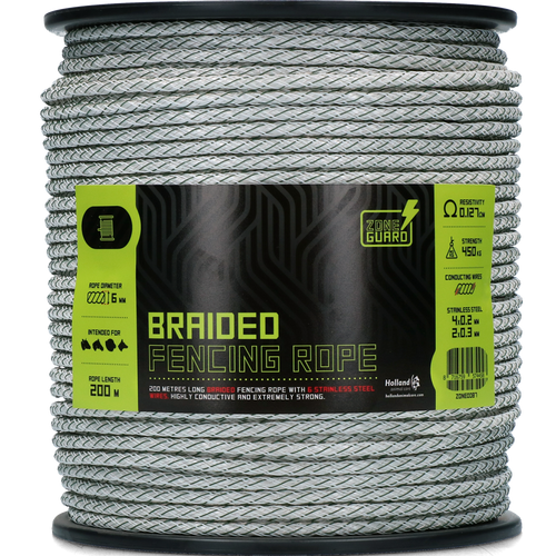 ZoneGuard 6 mm braided fencing rope white and green 200 m