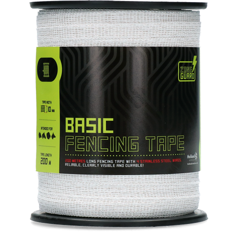ZoneGuard 10 mm Basic fencing tape white 200 m