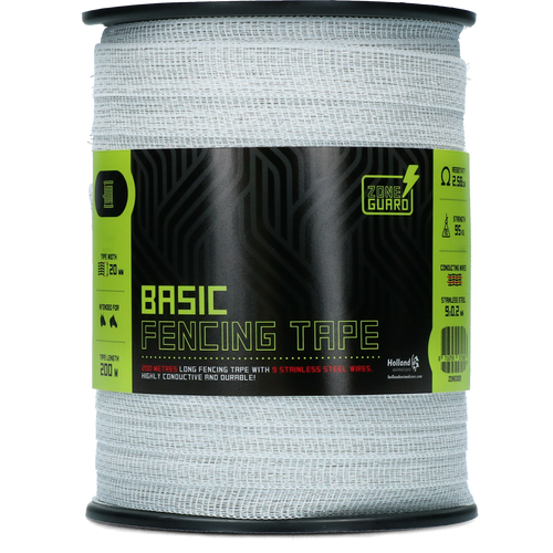 ZoneGuard 20 mm Basic fencing tape white 200 m (9 wires)