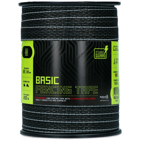 ZoneGuard 20 mm Basic fencing tape black 200 m